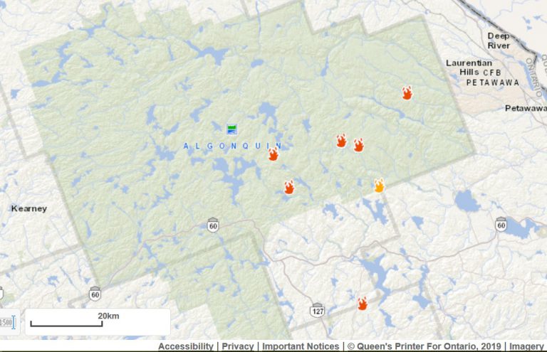 Eight forest fires burning in and around Algonquin Park